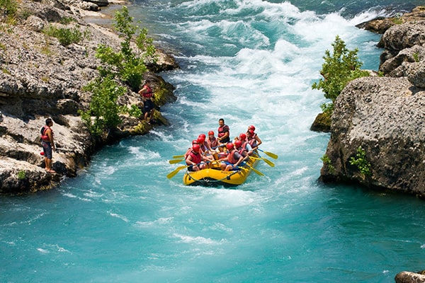 rafters paddling scenic cliffs